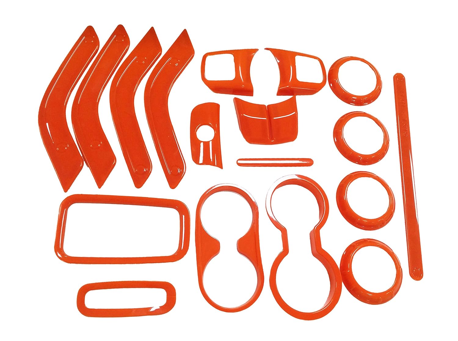 E-cowlboy 18 PCS Full Set Interior Decoration Trim Kit,Interior Door Handle Cover Trim,Air Conditioning Vent Cover Trim, Copilot Handle Cover Trim for Jeep Wrangler JK JKU 2011-2018 4-Door(Orange)