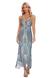 Women's V Neck Spaghetti Straps Sequin Sparkly