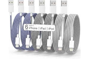 SISXSO [Apple MFi Certified] iPhone Charger 6Pack(3/3/6/6/6/10FT) Lightning Cable Fast Charging Cord High Speed Nylon Braided Compatible iPhone 14/13/12/11 Pro Max/XS MAX/XR/XS/X/8/7 Plus iPad AirPods