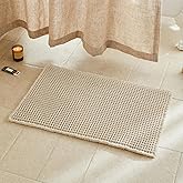 TYUU Pale Beige Bathroom Rug, Waffle Bath Mat Non Slip Washable Super Absorbent Quick Dry Boho Farmhouse Bathroom Decor, 30''x20'' / 1'8" x 2'6" Pale Beige