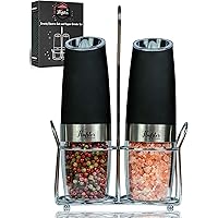 Gravity Electric Salt and Pepper Grinder Set - Electric Mills with Adjustable Coarseness - Automatic Salt and Pepper…