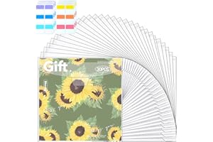 Hukado 30 Pieces Scrapbook Paper Storage Organizer for 12 x 12 Inch Scrapbooking Paper, 13" x 12.6" Clear Paper Storage Bag with 36 Coloful Sticky Index Tabs, Vinyl Record, Vinyl Paper and Cardstock