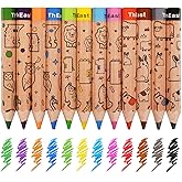 ThEast Toddlers Colored Pencils, 12 Color Pencils for Kids, Cute Animal Toddler Crayons Drawing Pencil with Sharpener, Valent