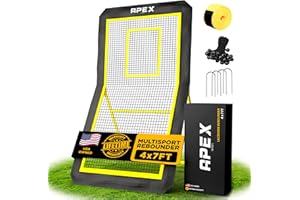 Apex Sports Professional Lacrosse Rebounder Volleyball Rebounder (4x7 Feet) - Adjustable 5 Angles, Soccer and Baseball Rebounder Practice Net with Precision Target Strip, Sturdy Frame