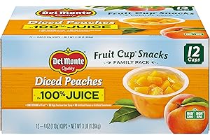 DEL MONTE Diced Peaches FRUIT CUP Snacks in 100% Fruit Juice, 12 Pack, 4 oz