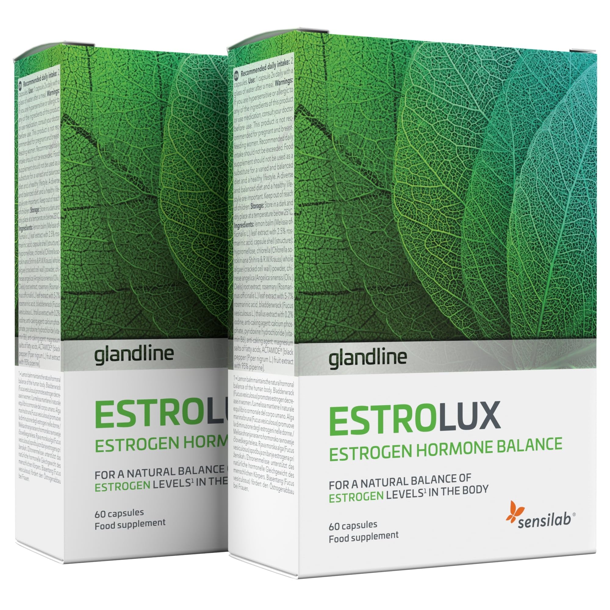 Estrogen Tablets for Women - with Chlorella, Rosemary, Lemon Balm, Iodine - Natural Hormone Balance - 120 Estrolux Capsules by Sensilab