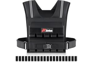 ZELUS Weighted Vest Men, 23/36/45 lb. Weight Vest with 10/16/20 Adjustable Iron Weights for Muscle Building Strength & Functional Training, Weighted Vest for Men with Reflective Strips.