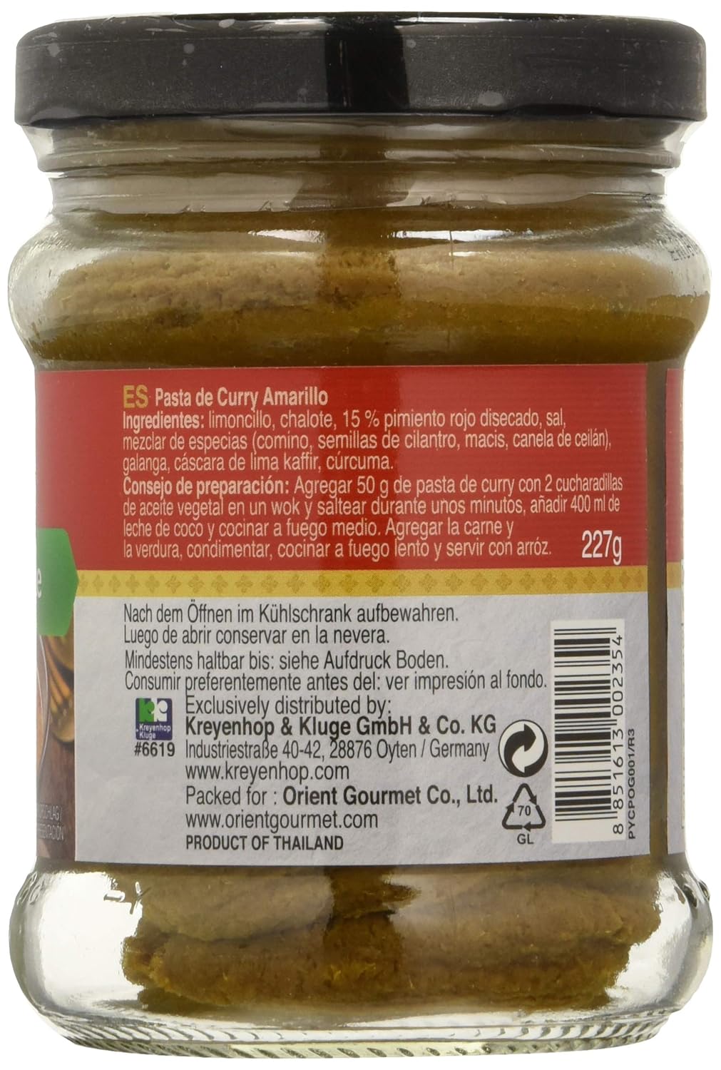 Orient Gourmet, Salsa de curry (Amarillo) - 12 de 227 gr. (Total ...
