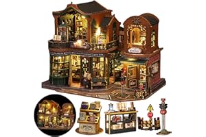 FLYBEAN DIY Miniature House Kit, DIY Dollhouse Kit for Adults to Build, Mini Magic House Miniature kit, Model Building Craft Diorama Kit, Ideal Gifts for Birthday Halloween Christmas(Magic Book Shop)