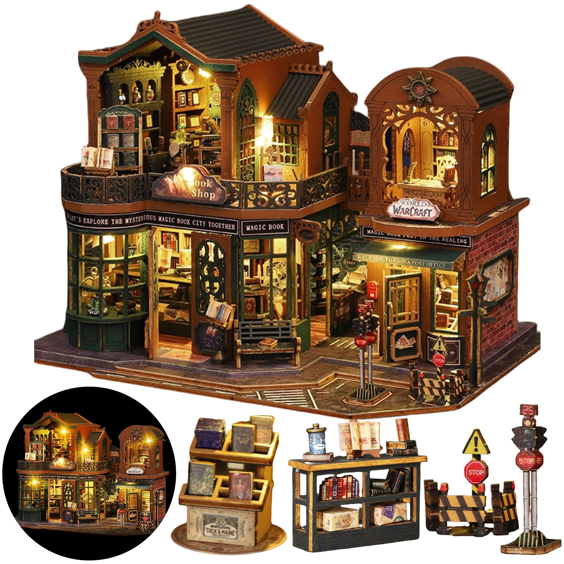 Photo 1 of DIY Miniature House Kit, DIY Dollhouse Kit for Adults to Build, Mini Magic House Miniature kit, Model Building Book Nook Diorama Kit, Ideal Gifts for Birthday Christmas(Magic Book Shop)