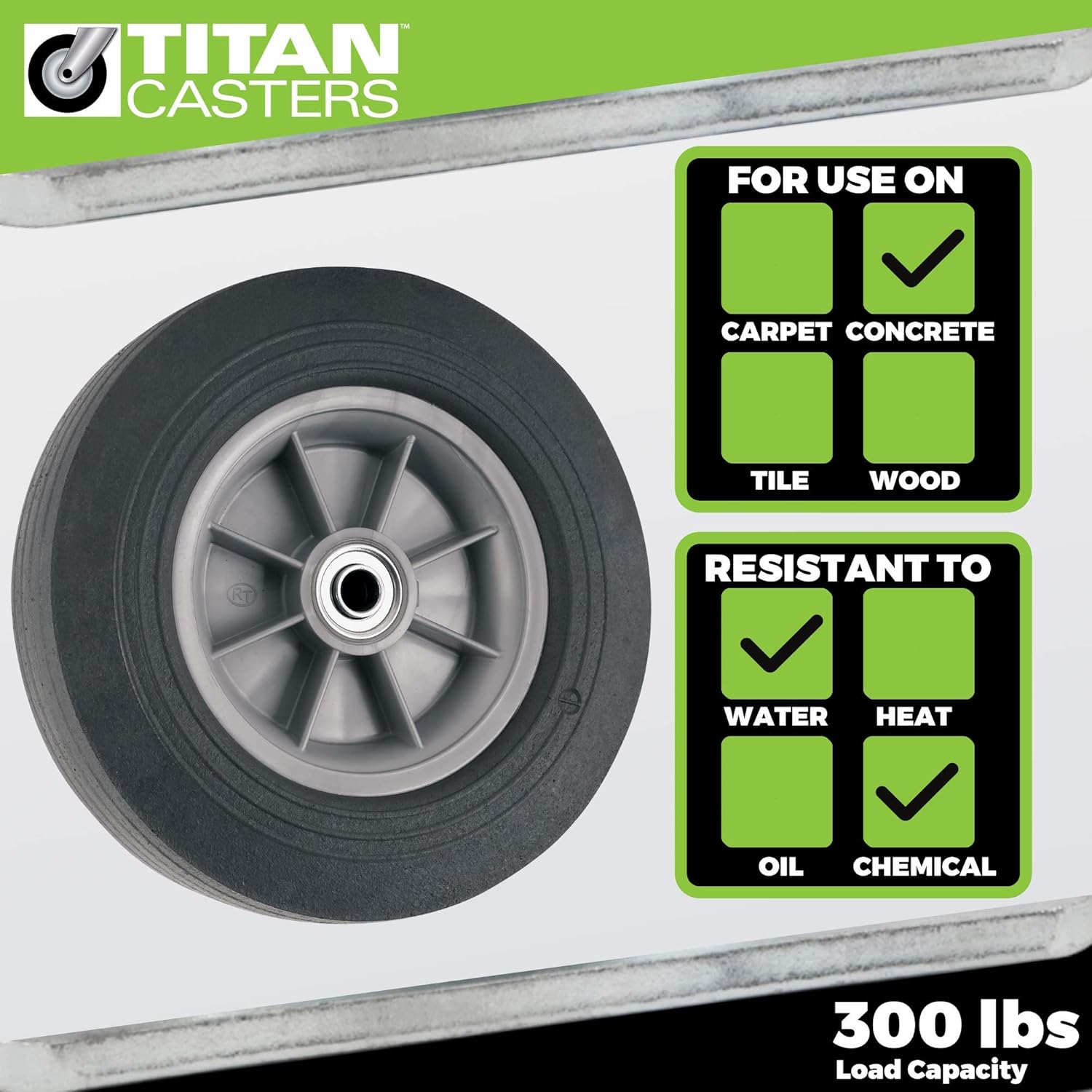 Flat Proof Replacement Wheel - 10-Inch - 300 lb. Load Capacity - For use on Wagons, Carts, & Many Other Products - Automotive Tire And Wheel Products - 