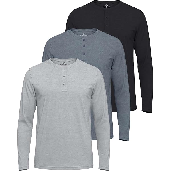 Real Essentials 3 Pack: Men's Cotton Long Sleeve Crew Neck T-Shirt