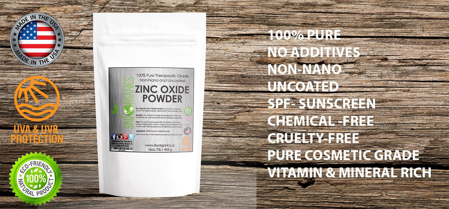 Zinc Oxide Powder By Sky Organics 16oz Uncoated & NonNano 100 Pure