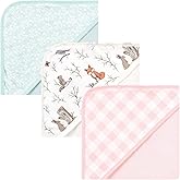 Hudson Baby Unisex Baby Cotton Rich Hooded Towels, Enchanted Forest, One Size