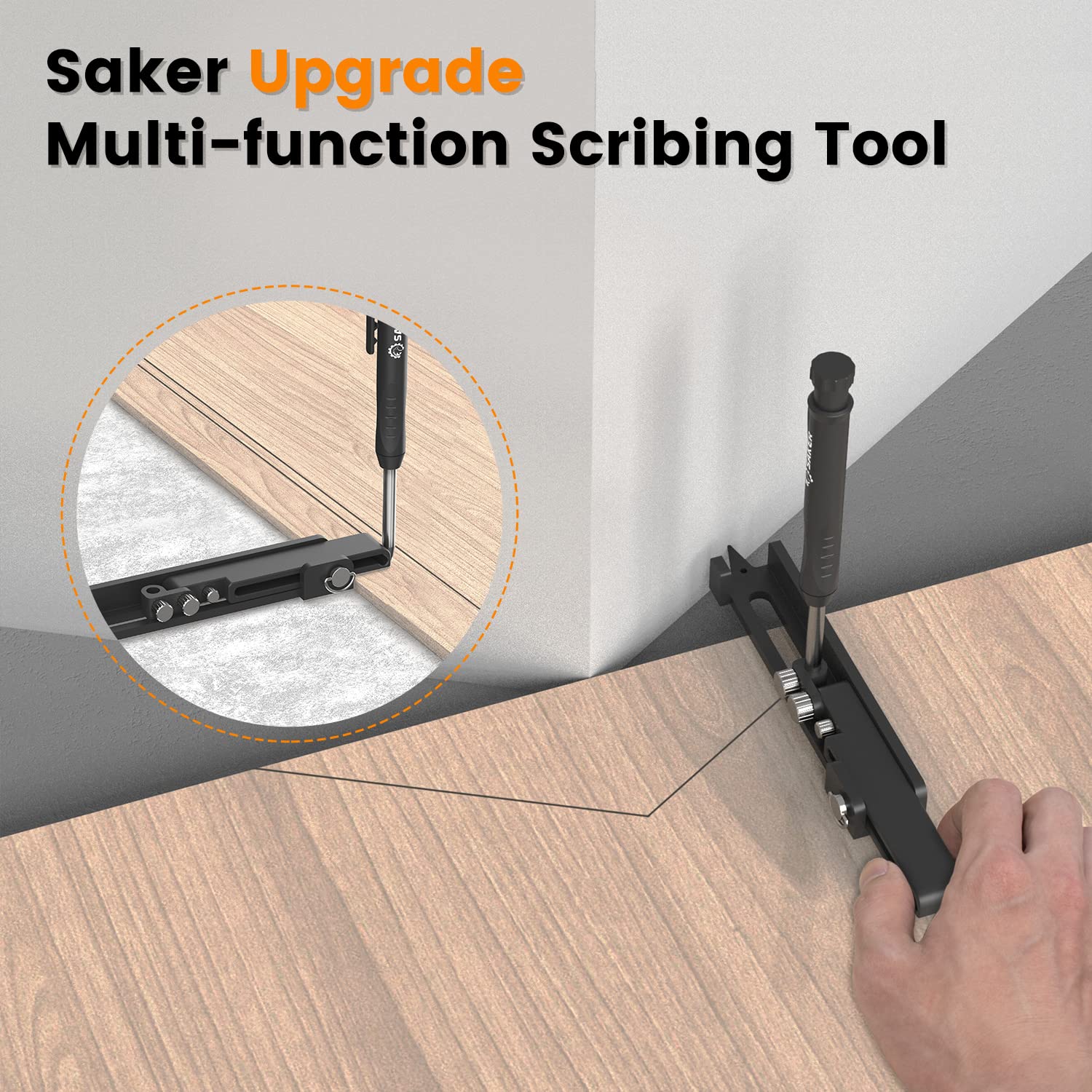 Saker Multi-function Scribing Tool- Construction Pencil- Aluminum Alloy Scribe Tool with Deep Hole Pencil,DIY Woodworking Scribe Gauge Scriber Line Maker Measuring Tool,Gifts For Men(5.5Inch BLACK)