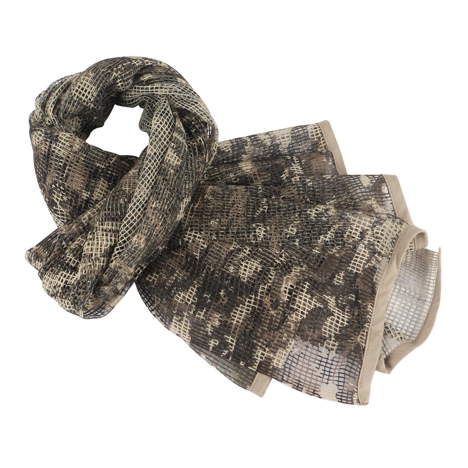 ToopMount Sniper Veil Tactical Scrim Net Face Cover Desert Xima Mesh Scarf 70.9x35.5 Inch Polyester Military ACU