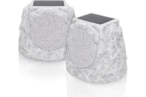 GGII Rock Speaker Outdoor Waterproof Outdoor Solar Speaker Wireless Portable Rock Bluetooth 5.0 Speakers with 7 Light Colors, Rechargable Outdoor Speaker for Patio Backyard Poolside Porch (Two Grey)