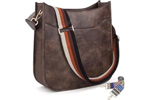 HKCLUF Crossbody Bag for Women Vegan Leather Hobo Handbags Guitar Strap Purse Shoulder Bucket Bag with 2PCS Adjustable Straps