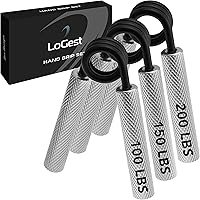 Logest Metal Hand Grip Set, 100LB-200LB 3 Pack 50LB-200LB 4 Pack No Slip Heavy-Duty Grip Strengthener with Gift Box, Great Wr