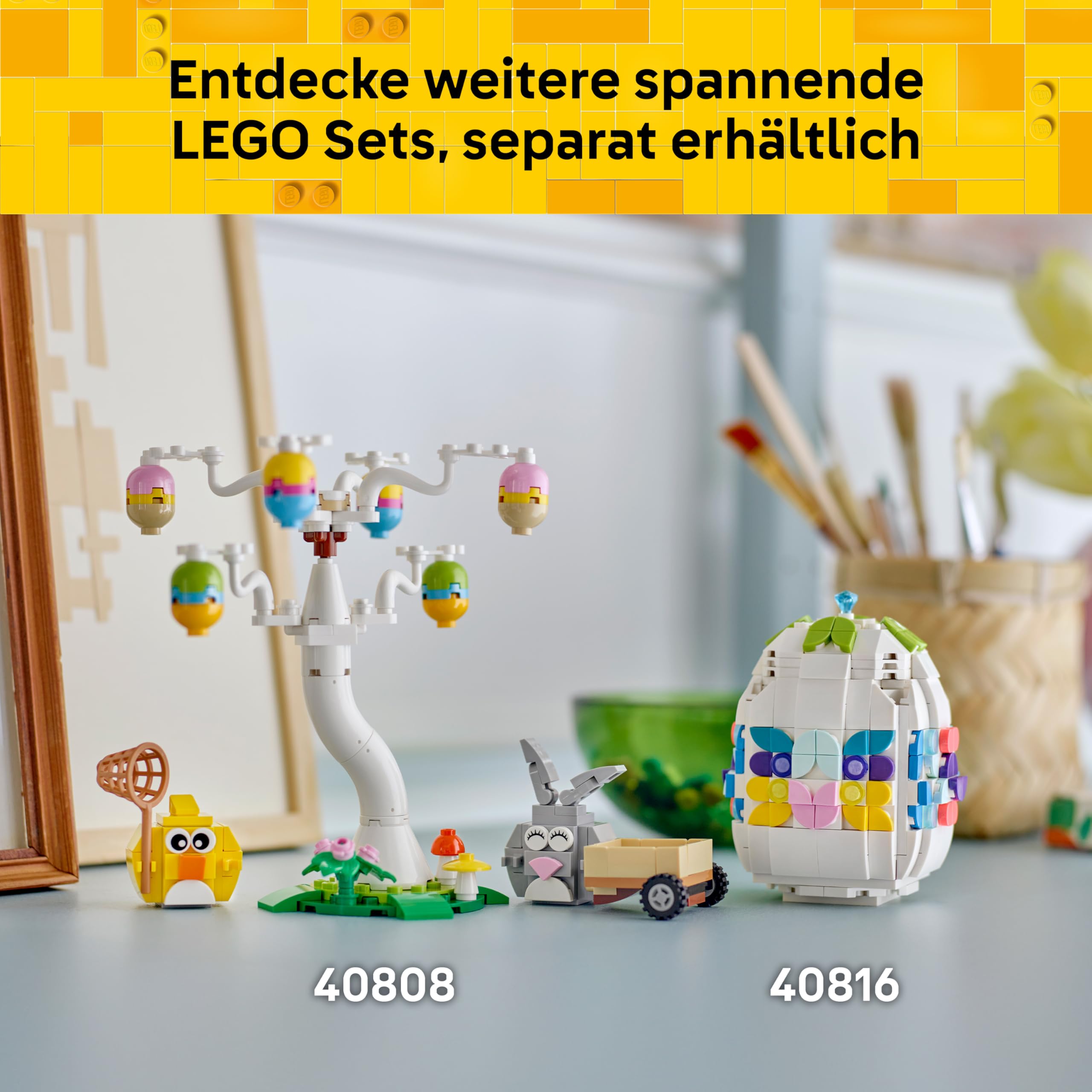 LEGO Verziertes Osterei - Mit bunten Elementen, goldenem Herz & Edelstein - Kreative Kinderzimmer Deko - DIY Set zum Bauen und Sammeln - Ostergeschenke für Mädchen & Jungen ab 9 Jahren - 40816 9