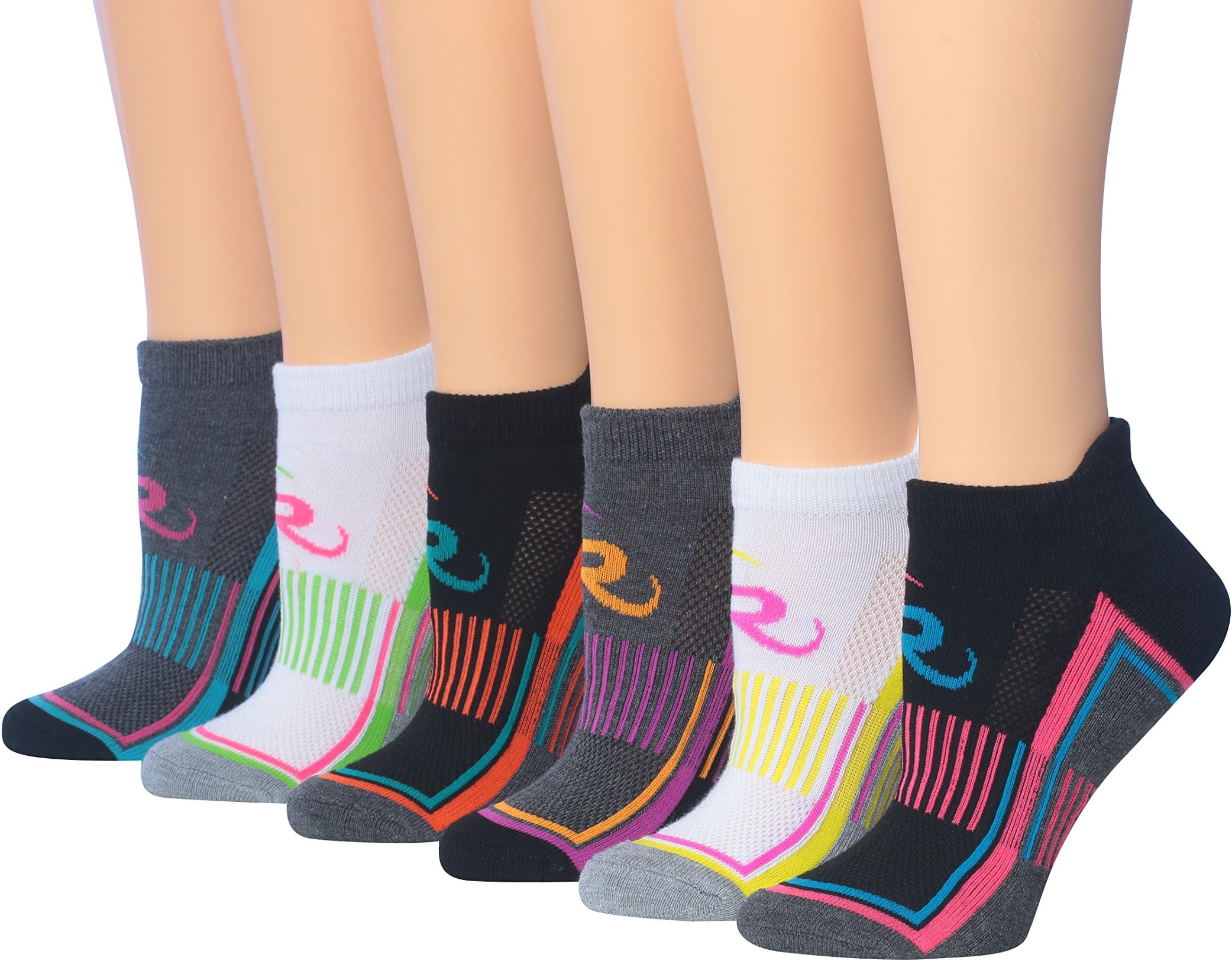 Ronnox Women's 6-Pairs Low Cut Running & Athletic Performance Tab Socks