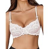 Avidlove Women's Sexy Lace Bra Sheer Underwire Unlined Balconette Everyday Bras Lingerie