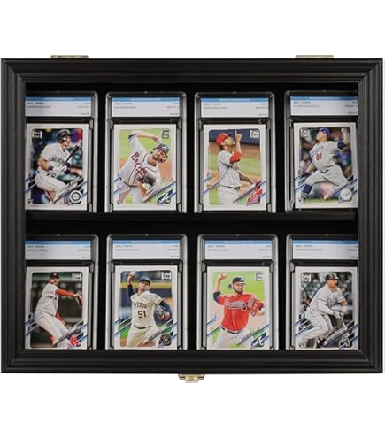 Card Display Graded Trading Case USA Made 55 Sport Walnut Wood Baseball PSA Slab Pokemon Card Display