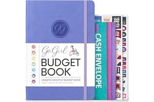 GoGirl Budget Book – Undated Colorful Monthly Financial Planner Organizer. Budget Planner & Expense Tracker to Reach Financial Goals, Lasts 1 Year, +Bonus 3 Cash Envelopes, A5 Hardcover – Lavender