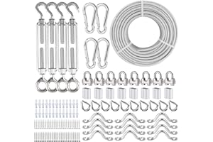 hannger 304 Stainless Steel Turnbuckles for Cables Wire Kit, 3/16" Wire Rope w/ 7×7 Strands 200 Ft PVC Coated Steel Cable for Railing System Kit, Garden Cable Trellis, String Light Hanging