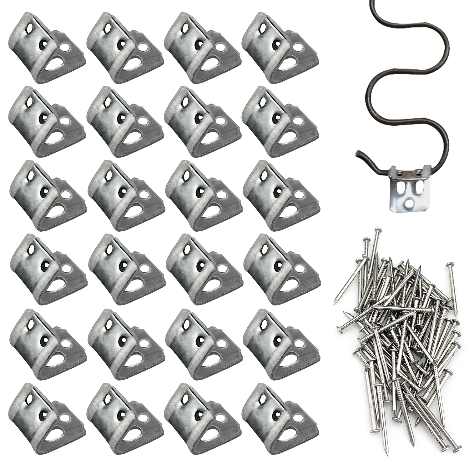 24 Pcs Five Hole Rubber Sofa Spring Clips Furniture Accessories Spring Fastener Clips Sofa Spring Repair Kit with 72 Iron Nails (Dividers)