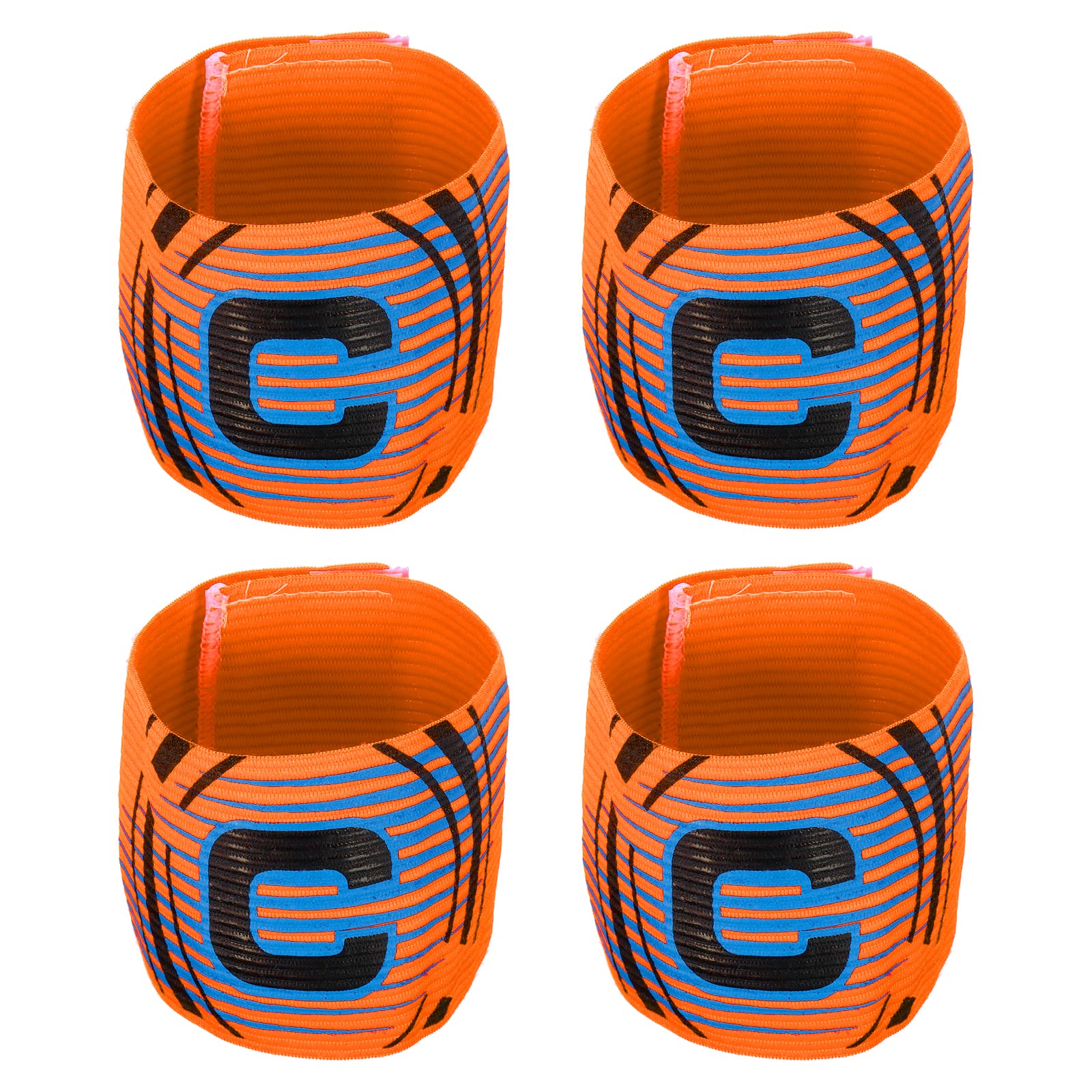 PATIKIL Captain's Armband, 4 Pack Letter C Elastic Arm Band for Soccer Team Training, Orange