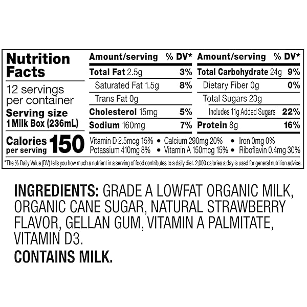 HORIZON ORGANIC SHELF STABLE 1% LOWFAT STRAWBERRY MILK BOXES, PACK OF 12 – 8G PROTEIN PER SERVING