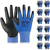 DULFINE Safety Work Gloves PU Coated-12 Pairs,Blue Seamless Knit Glove with Polyurethane Coated Smooth Grip on Palm & Fingers, for Men and Women, Ideal for General Duty Work (Extra Large)