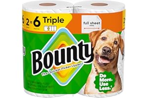 Bounty Full Sheet Paper Towels, White, 2 Triple Rolls = 6 Regular Rolls (Packaging May Vary)