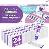 JD HOMEASE 24 Pack Microfiber Disposable Pads for Swiffer PowerMop Multi-Surface Mopping Pad Refills, Deep Clean Replacement