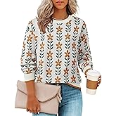 ZESICA Women's Long Sleeve Crewneck Sweater 2026 Fall Printed Cute Oversized Knitted Pullover Tops Trendy Clothes