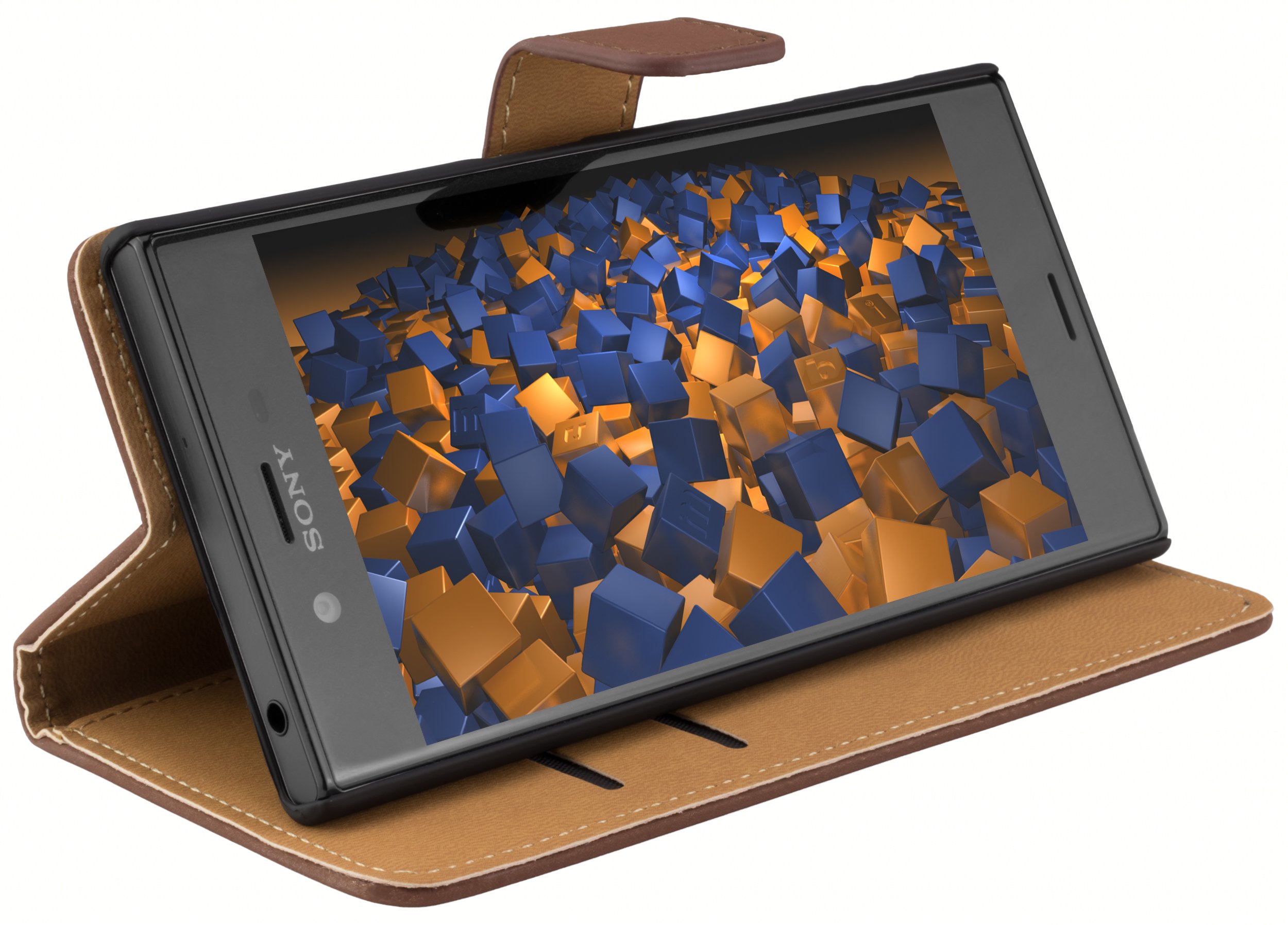 mumbi Book-Style Case Compatible with Sony Xperia XZ/XZs Brown