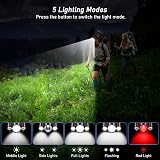 Blukar Head Torch Rechargeable 8000L 5 Modes 4400mAh IPX6 Red Backlight view 4