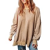 SHEWIN Womens Sweatshirt Casual Long Sleeve Crewneck Lightweight Pullover Tops Loose Sweatshirts