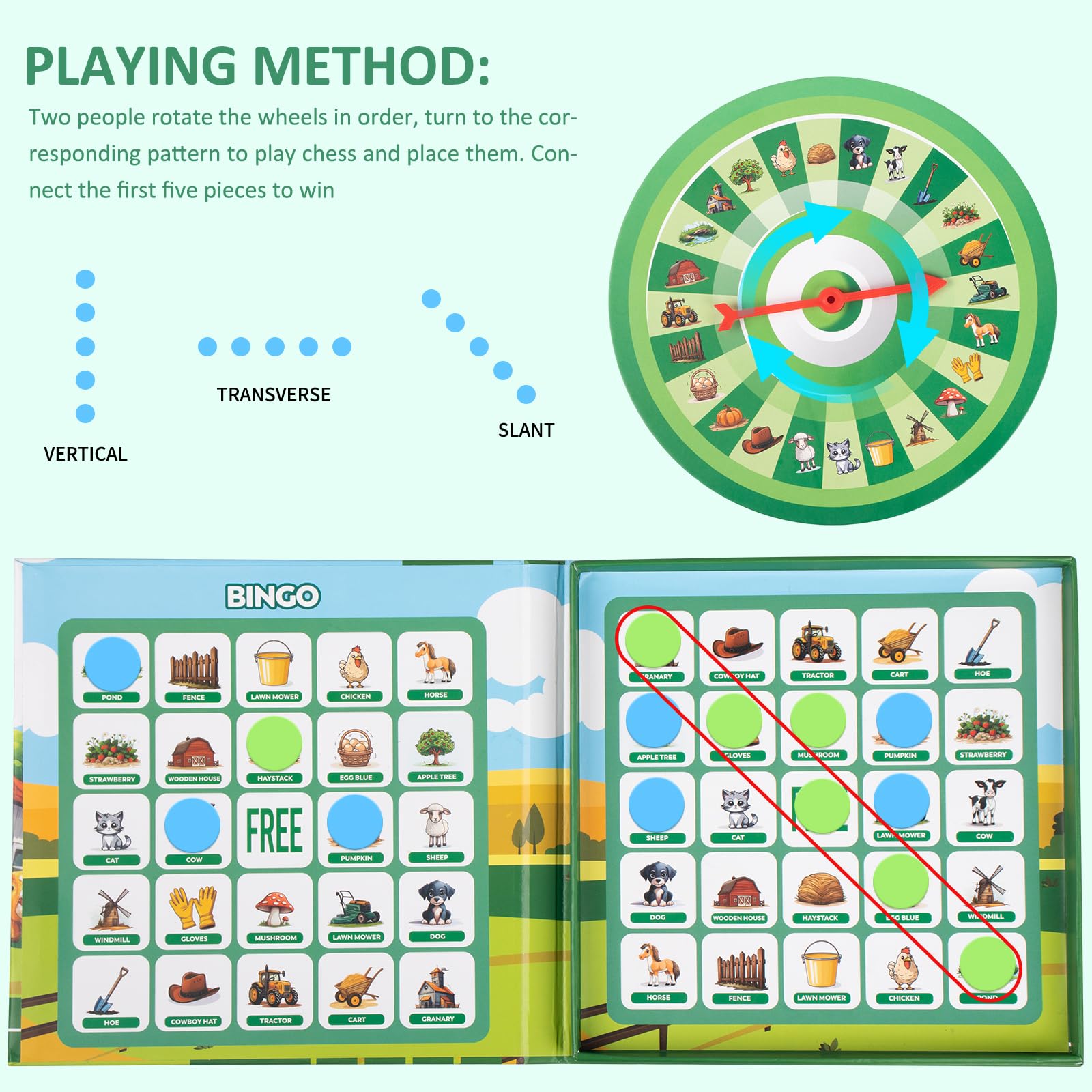 Travofun Farm Bingo Game, Magnetic Travel Toy for Kids 3 and Up, Ideal for Road Trips