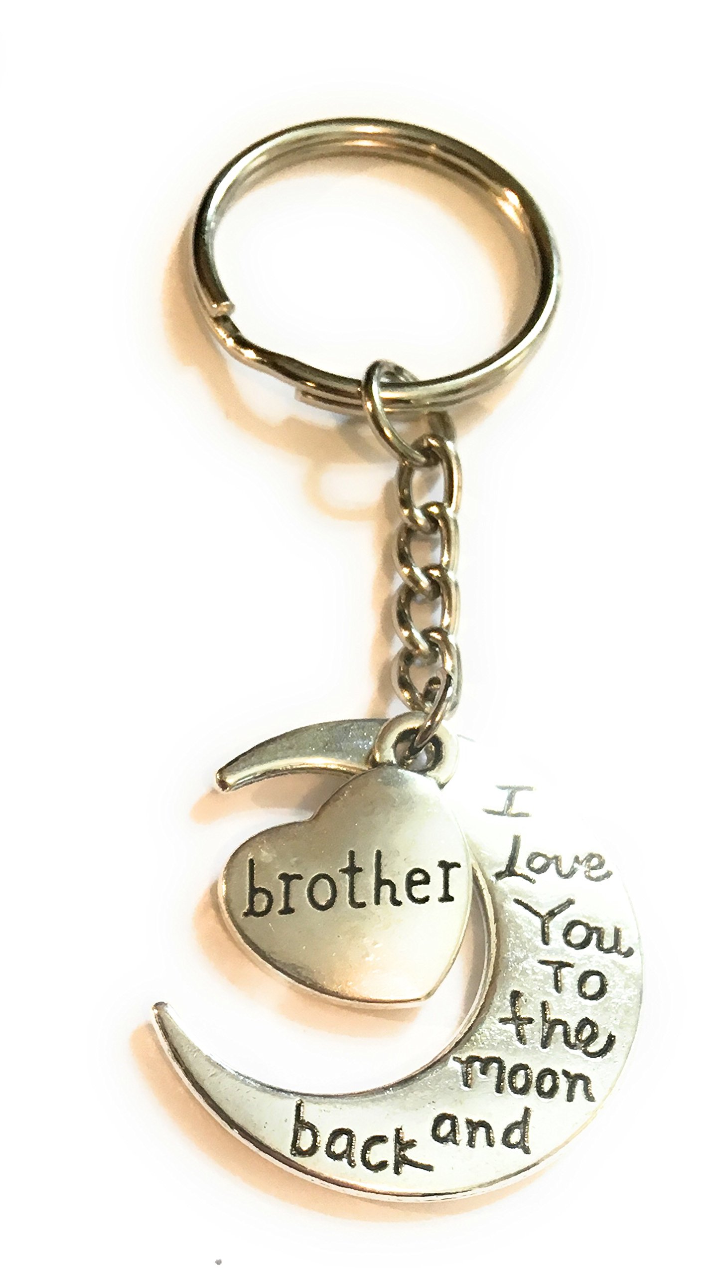 FizzyButton Gifts Keyring Brother I love you to the moon and back silver tone charm key ring