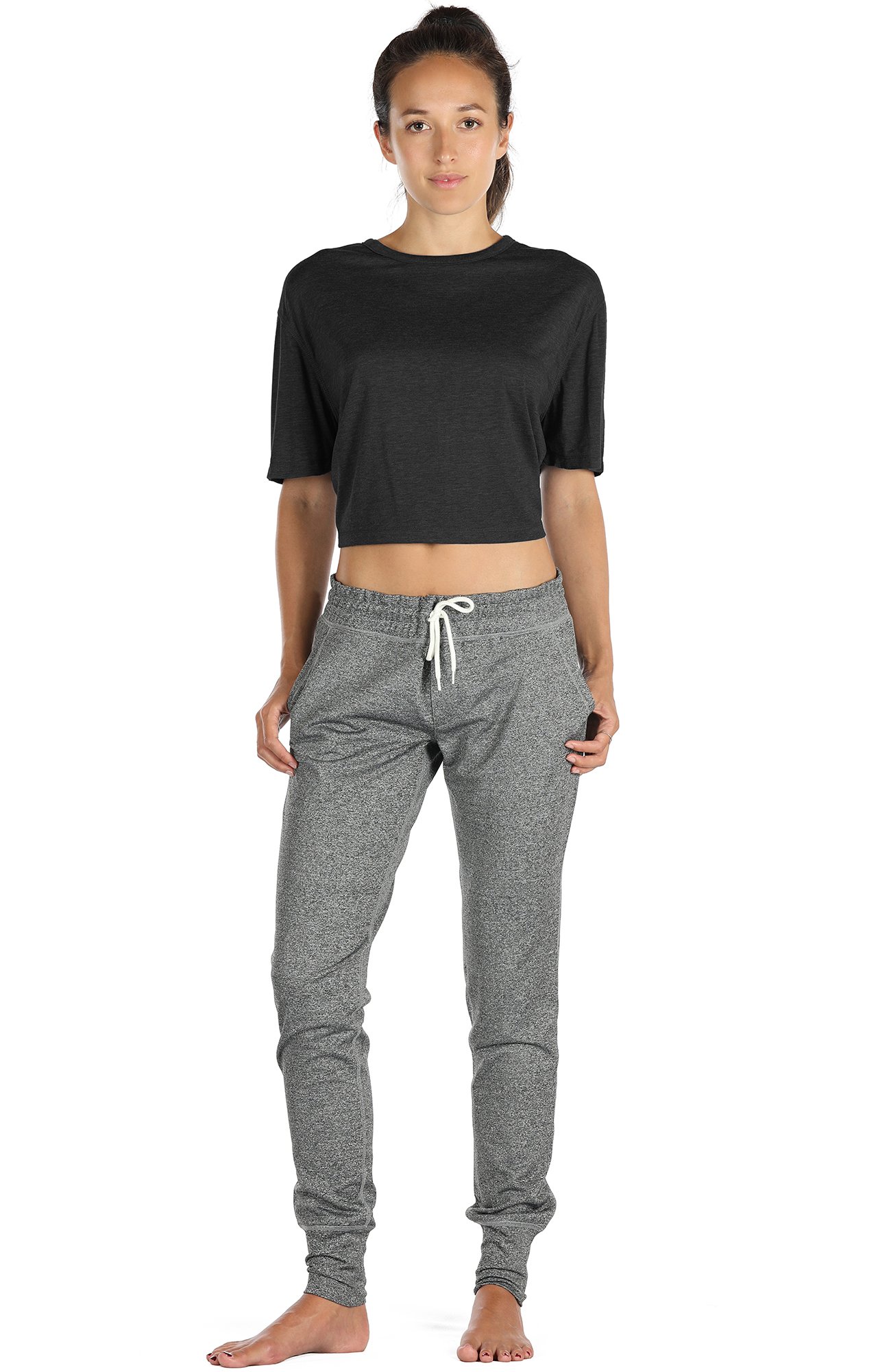 icyzone Open Back Workout Top Shirts - Yoga t-Shirts Activewear Exercise Crop Tops For Women (M, Black)