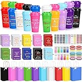 141Pcs/20Set Employee Appreciation Gift Bulk Inspirational Thank You Gift with 16oz Plastic Tumblers Notebooks Pen Silicone Bracelets Keychain for Christmas Team Staff Teacher Nurse Coworker Volunteer