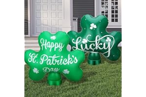 JETEC 2 Pcs 24 Inch St. Patrick's Day Inflatable Shamrock Decorations Inflatable Outdoor Decoration Lucky Day Outdoor Blow up Yard Garden Lawn Front Door Decor Home Party Indoor