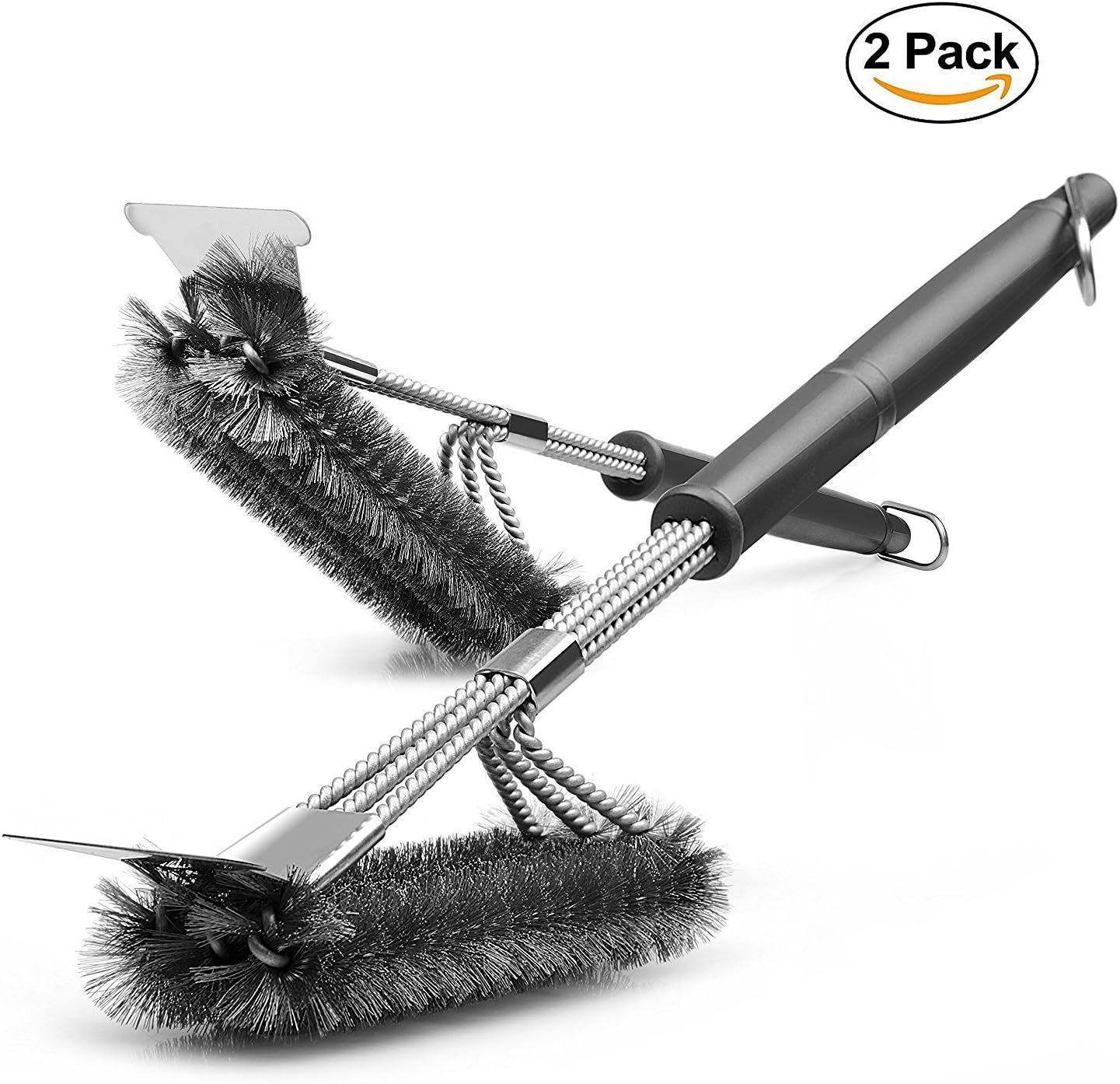 JSbetter Grill Brush and Scraper,pack of 2,Barbecue Cleaning Brush,360 Stainless Steel,BBQ Grill Brush Heavy Duty,Safe for Porcelain,Ceramic,Steel,Cast Iron