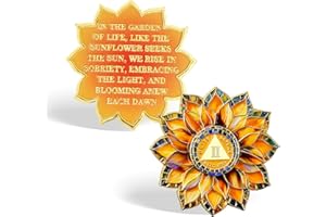 CHURYUML Sunflower 2 Year Sobriety Coin - Two Year Sober Chip, Affirmation AA Coins Recovery Medallions Alcoholics Anonymous Token Inspirational Sobriety Gifts for Women & Men Celebrating Milestones