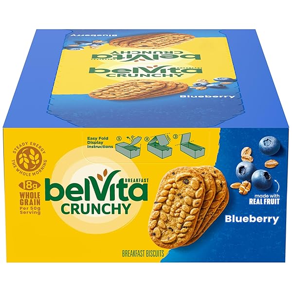 BELVITA BREAKFAST BARS BISCUITS, BLUEBERRY, 8 PACKS (4 BISCUITS PER PACK)
