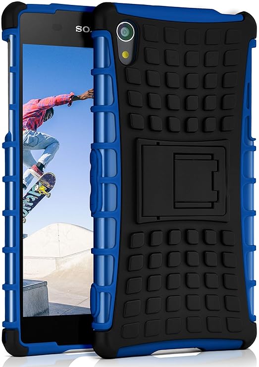 ONEFLOW Sony Xperia Z2 | Hülle Silikon Hard-Case Blau Outdoor Back-Cover Extrem Stoßfest Schutzhülle Grip Handyhülle für Sony