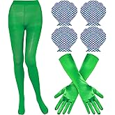 Laumoi Halloween Mermaid Costume Accessory Set, Purple Polarized Mermaid Seashell Covers, Green Stretchy Gloves and Green Semi Opaque Footed Tights High Waist for Party Cosplay
