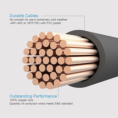 TOPDC 100% Copper Jumper Cables Gauge 16 Feet Heavy Duty Booster